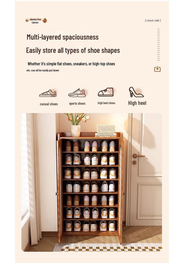 Large Capacity Narrow Vertical Shoe Cabinet for Entryway