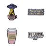 Brooch Alloy Trendy Pin With Charming English Letter Design Inspired By Coffee Cups For Enthusiasts Fashion