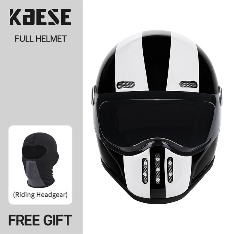 New Fashion Retro Motorcycle Helmets Fiberglass Shell Vintage Cafe Racer Fiber Glass Full Helmet for Motocross Scooter