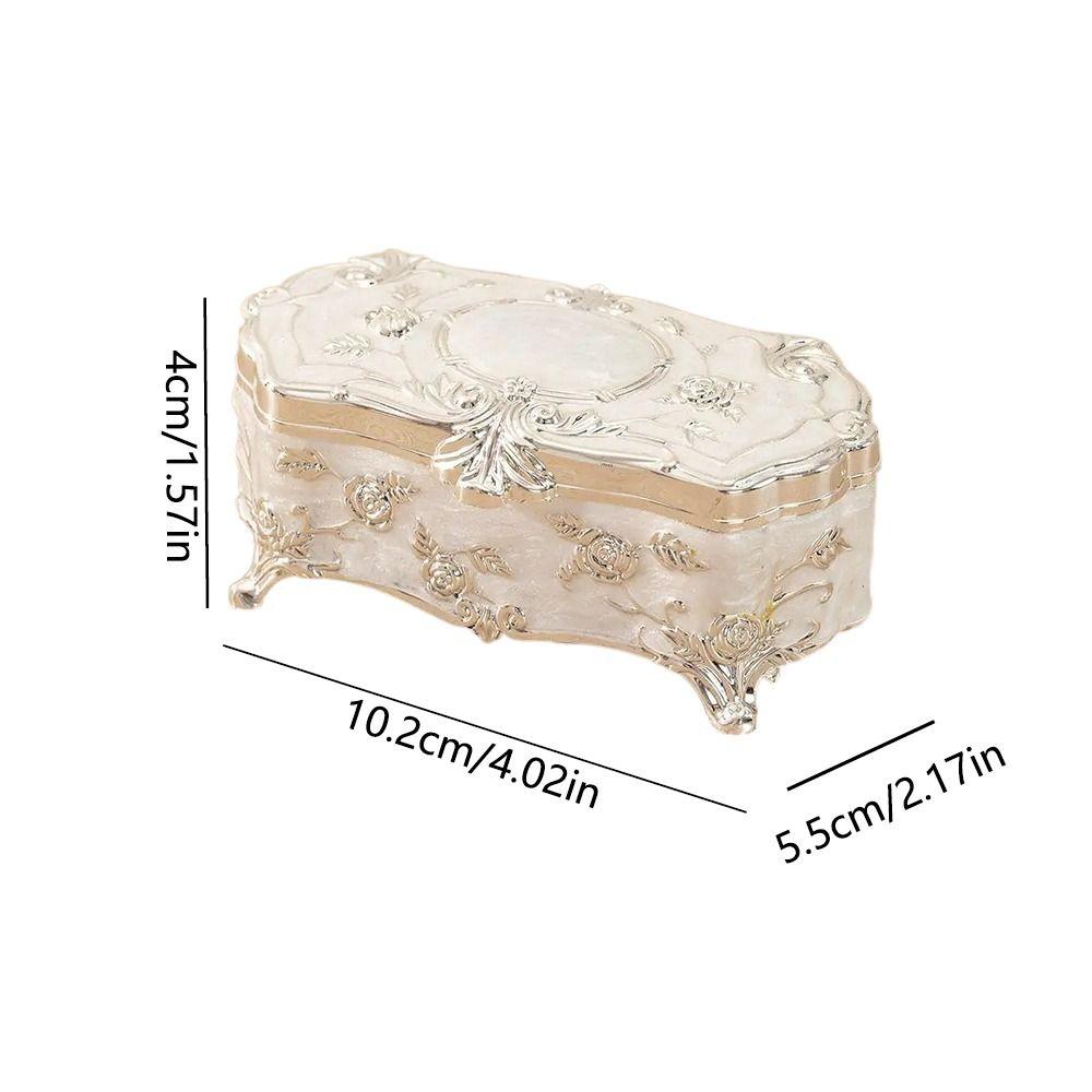 Zinc Zinc Zinc Alloy Jewelry Storage Box Vintage Trinket Case Luxury Treasure Chest  Ring