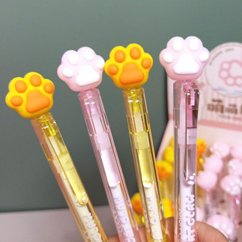 Cute Cat Paw Gel Pens (Set of 2), 0.5mm Fine Tip, Erasable Blue Ink, Smooth Writing, Adorable Animal Stationery, Perfect Gift for Cat Lovers,