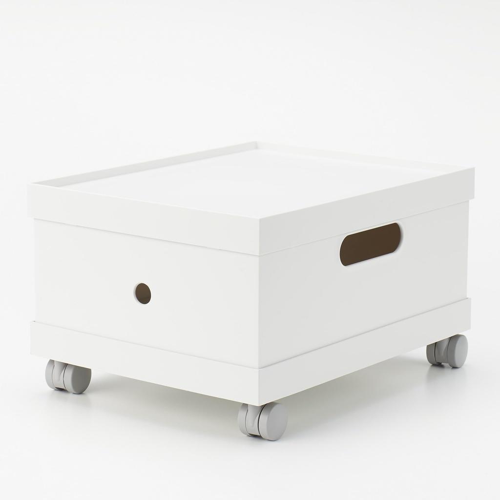 MUJI Recycled Polypropylene File Box Lid with Caster 25cm White 15930845 Standard, Attachment, Wide, Gray,