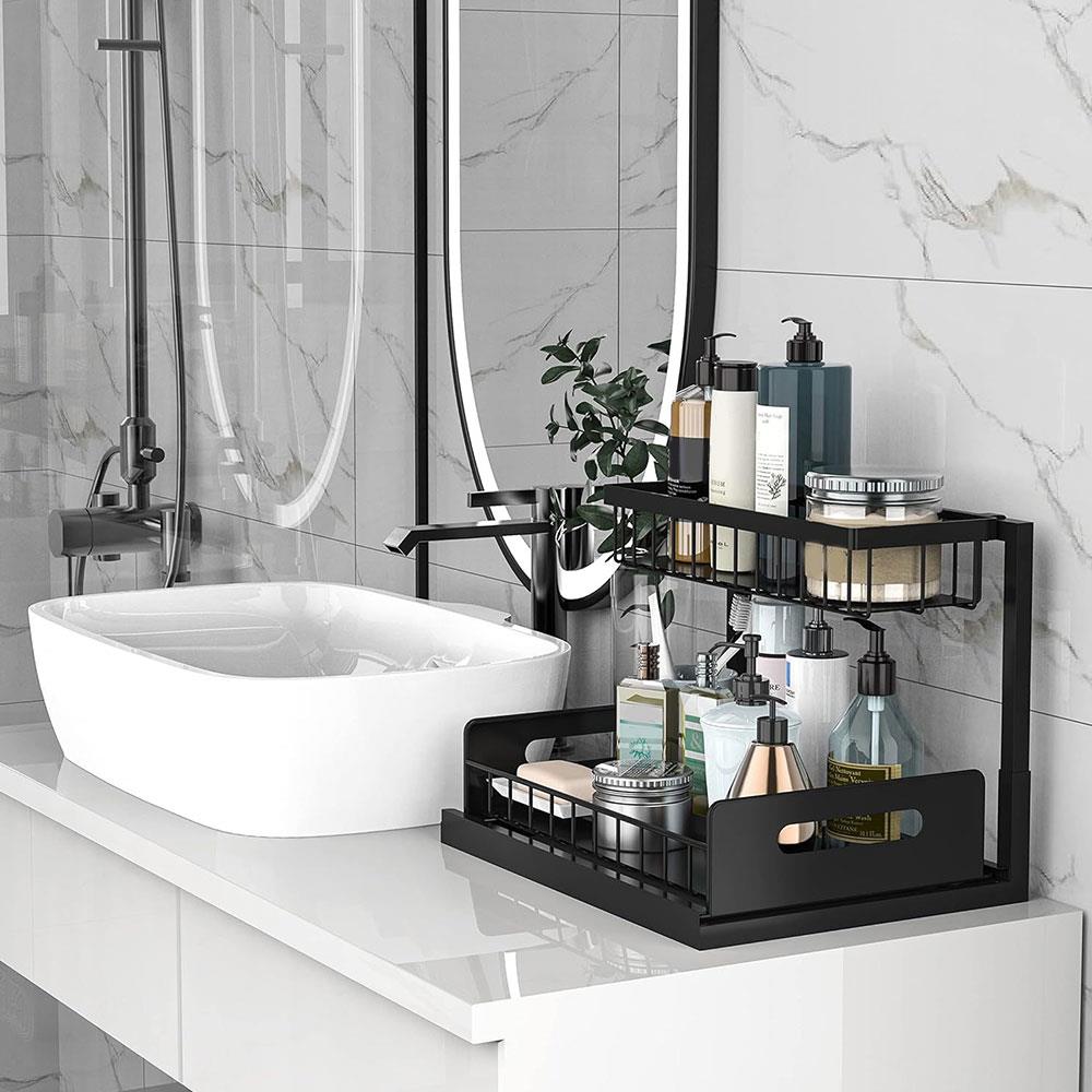 Kitchen Sink Storage Rack 2 Tier Under Sink Organizers And Storage Solutions Multi-purpose Bathroom Shelf Kitchen Organizer