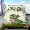Cute Dinosaur Bedding Set, Cartoon Kids Dino Duvet Cover Pillowcase, for Boys Girls Bedroom Decor Twin Full 2/3Piece Bed Set