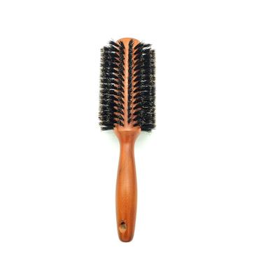 Hot-Selling Large Ionic Salon Roller Comb Boar Bristle Curling Styling Hair Brush with Wood Handle for Home Use