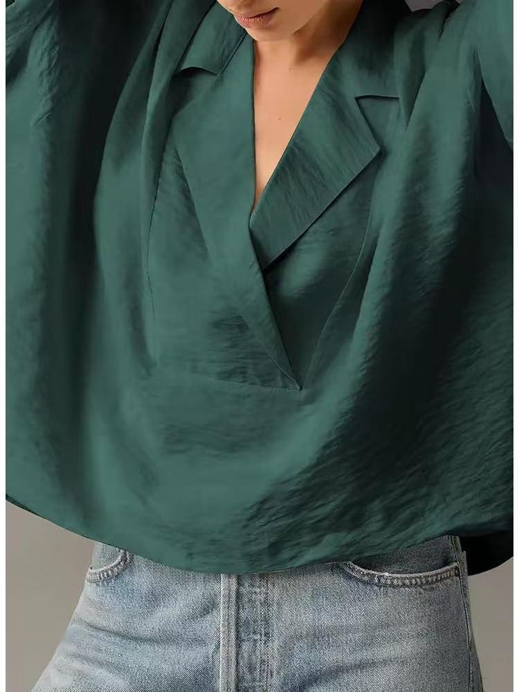 European Summer French V-Neck Elegant Short-Sleeve Top
