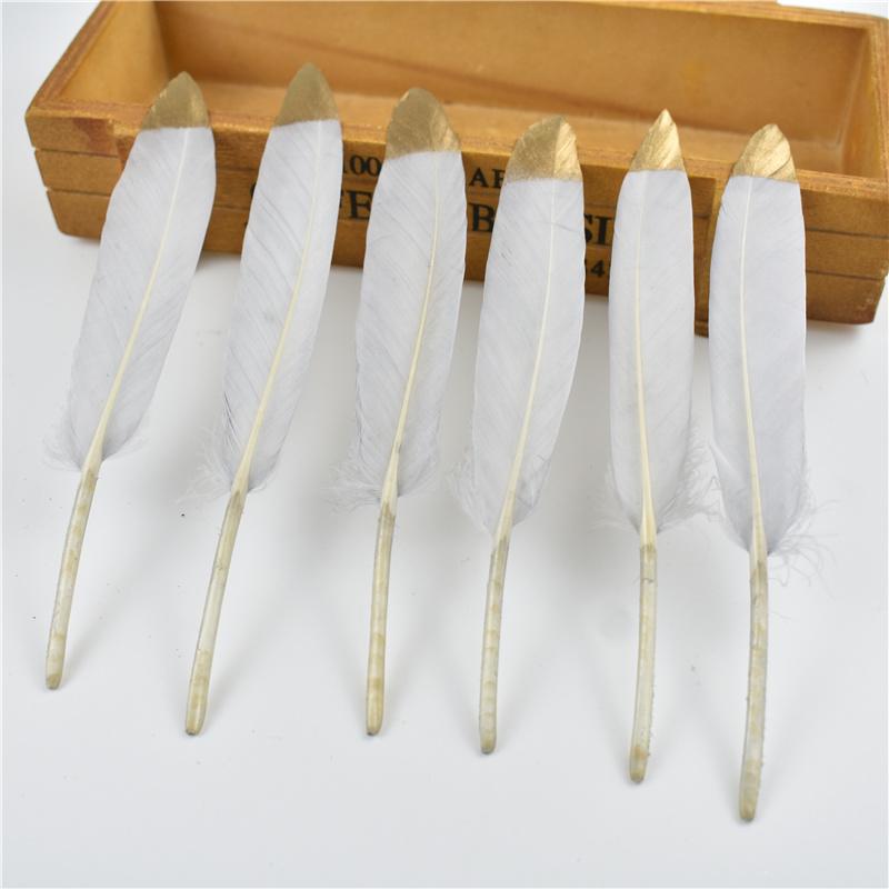 10Pcs/Lot Silver Gold Duck Feathers For Decoration Goose Feather Craft Black White Jewelry Creation Handicraft Accessories Decor