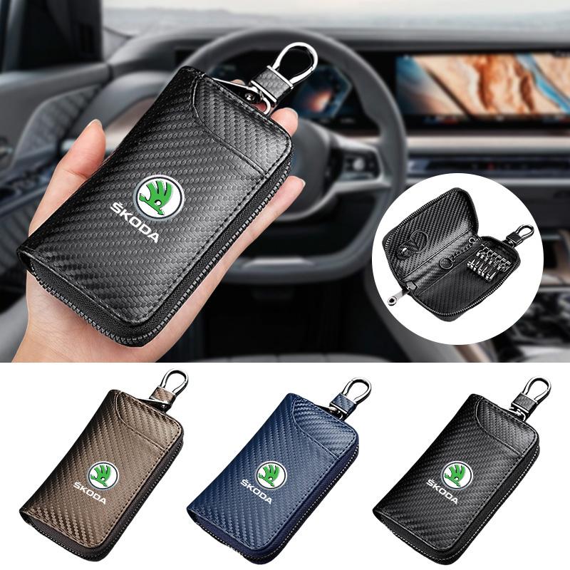 HAWX3 Car Purse Card Money Holder License Card Case Wallet For Skoda Fabia Kamiq Superb MK3 VisionS Yeti Scala Enyaq-iV Octavia Kodiaq