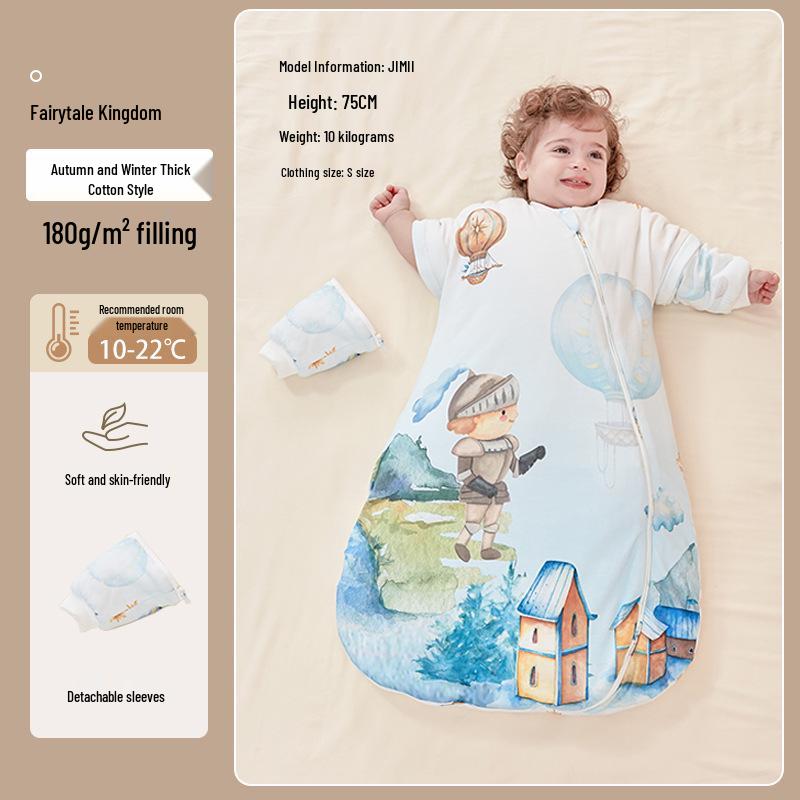 Beikoo Baby Sleep Bag: All-in-One Anti-Kick Quilt, Pure Cotton, Temperature Regulating, for Spring/Autumn/Winter, A-Class Pajamas.