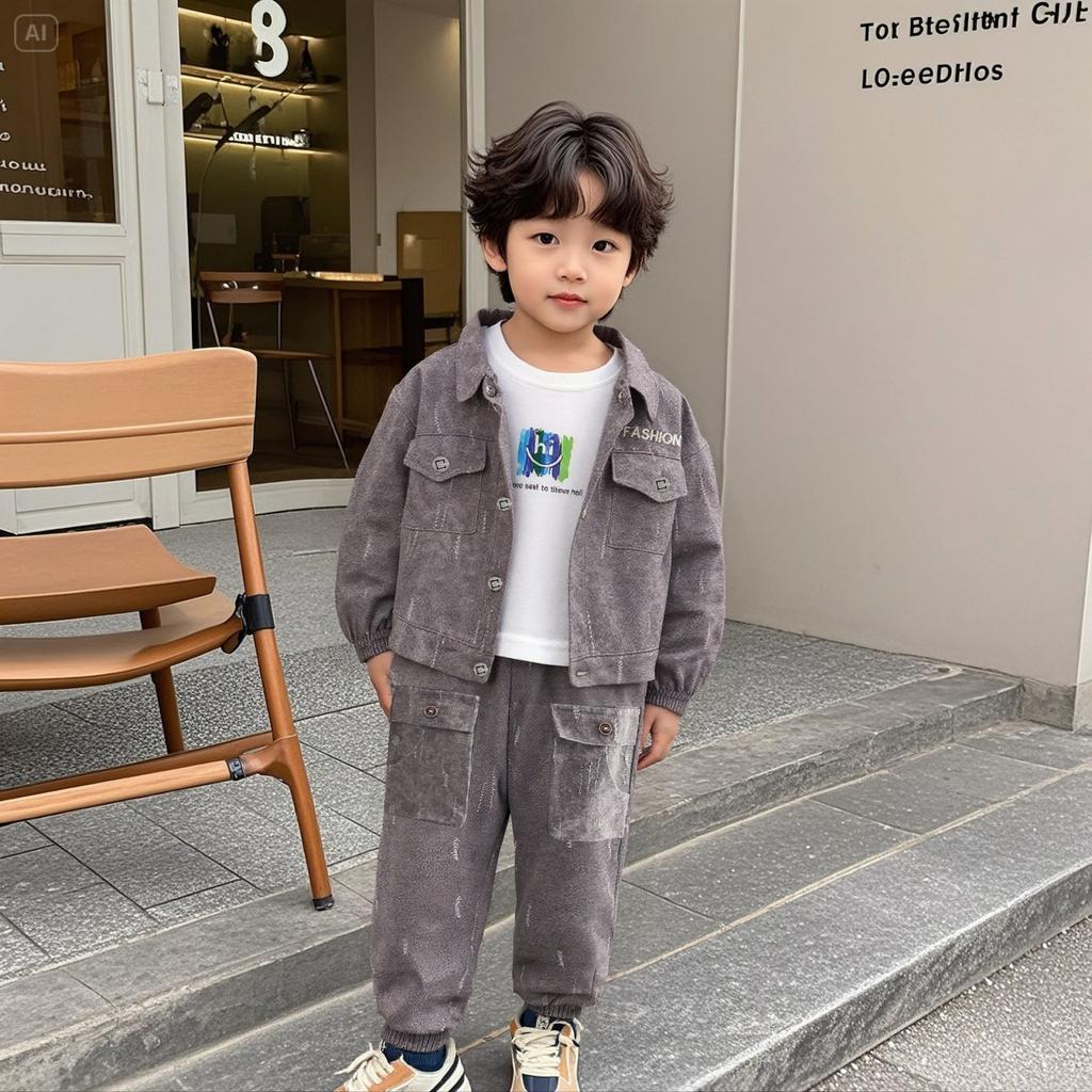 Conjunto Infantil Casual de Manga Comprida, Roupas Confortáveis para o Dia a Dia