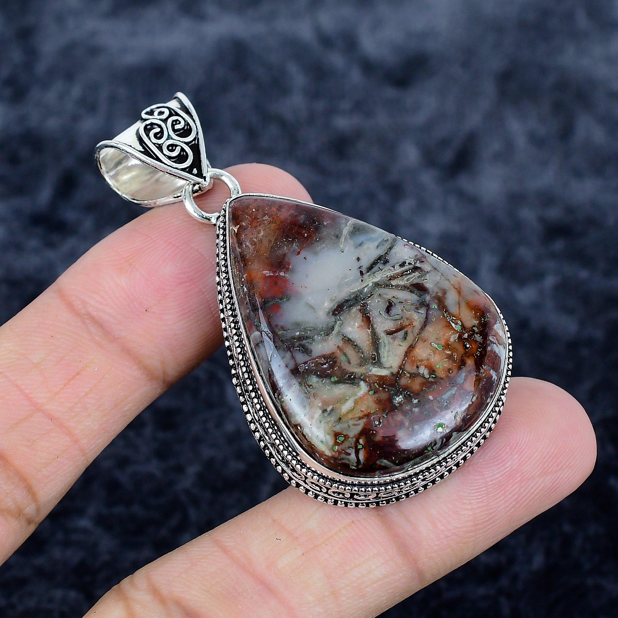 

Laguna Lace Agate Gemstone 925 Sterling Silver Jewelry Pendant 2.25 MM-3403