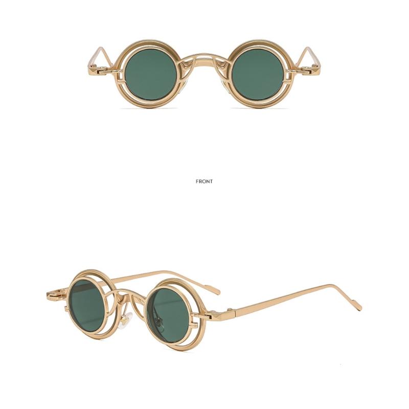 Round Metal Frame Sunglasses Retros Trendy Light Weight Sunglasses with Sun Protecting for Outdoor Activity