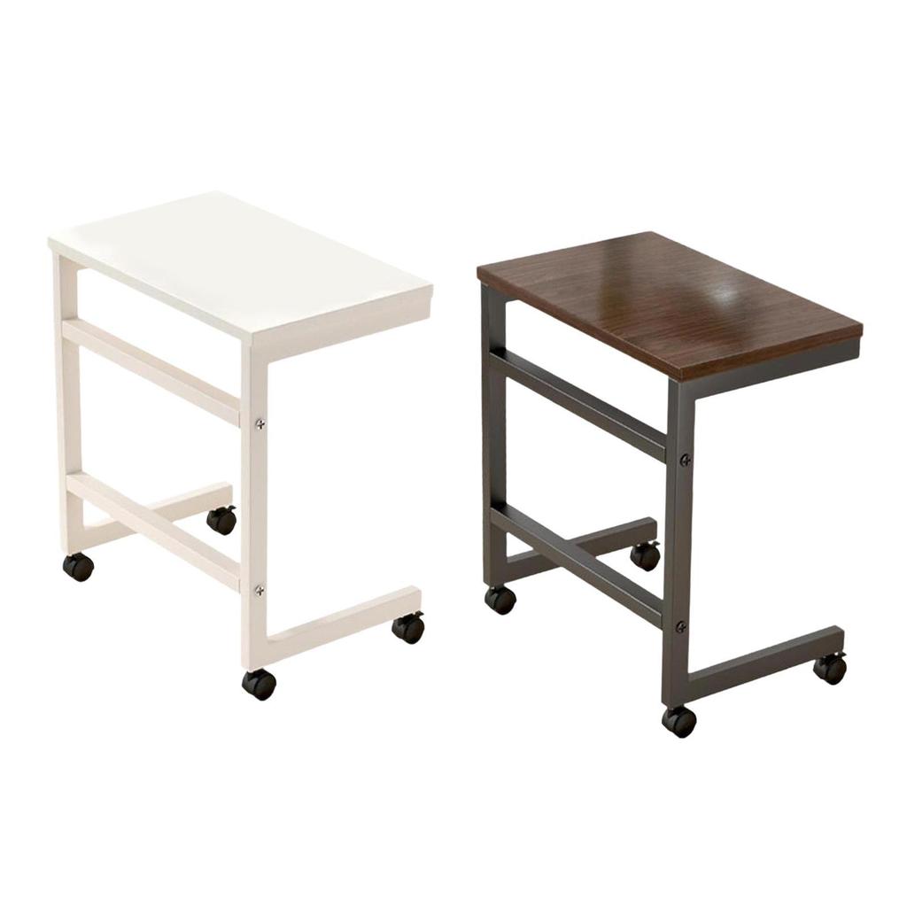End Table Furniture Practical C Shaped TV Tray for Bedside Small Space Proch Brown