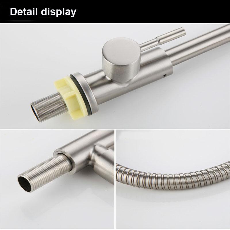 Single Cold Water Kitchen Faucet 304 Stainless Steel Single Handle Black Color Deck Mounted Sink Water Tap for Bathroom