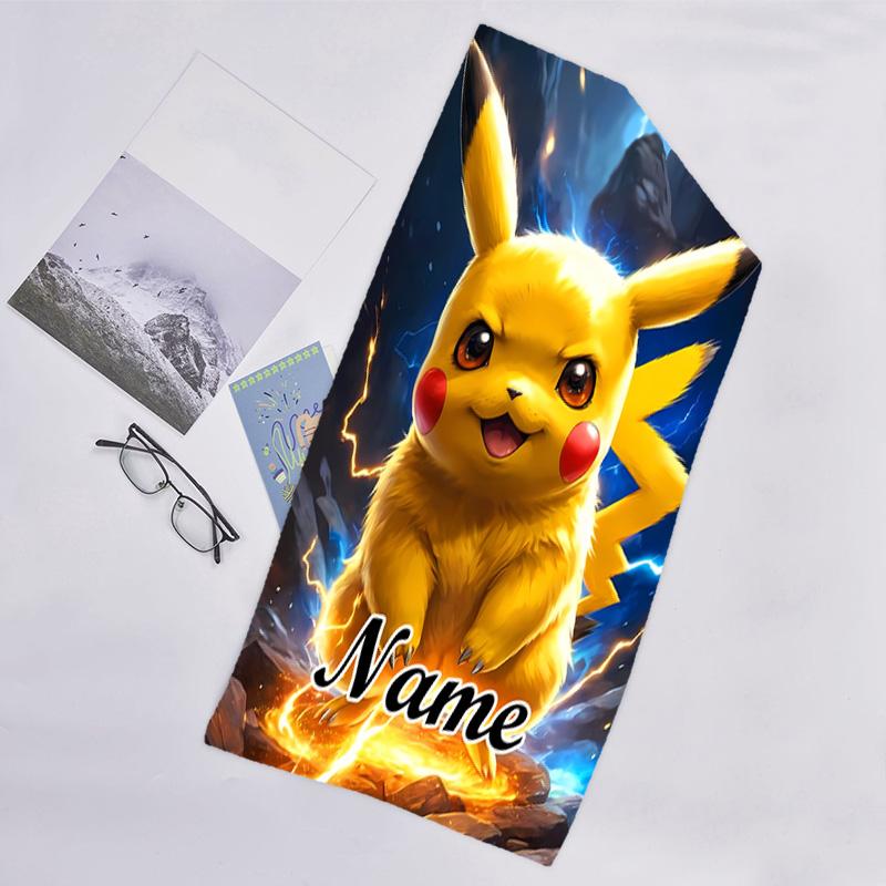 1pc Pika1 Beach Towel with Custom Name, Beach/Swimming/Bath/Picnic/Camping Towel, Suitable for Seaside Beaches