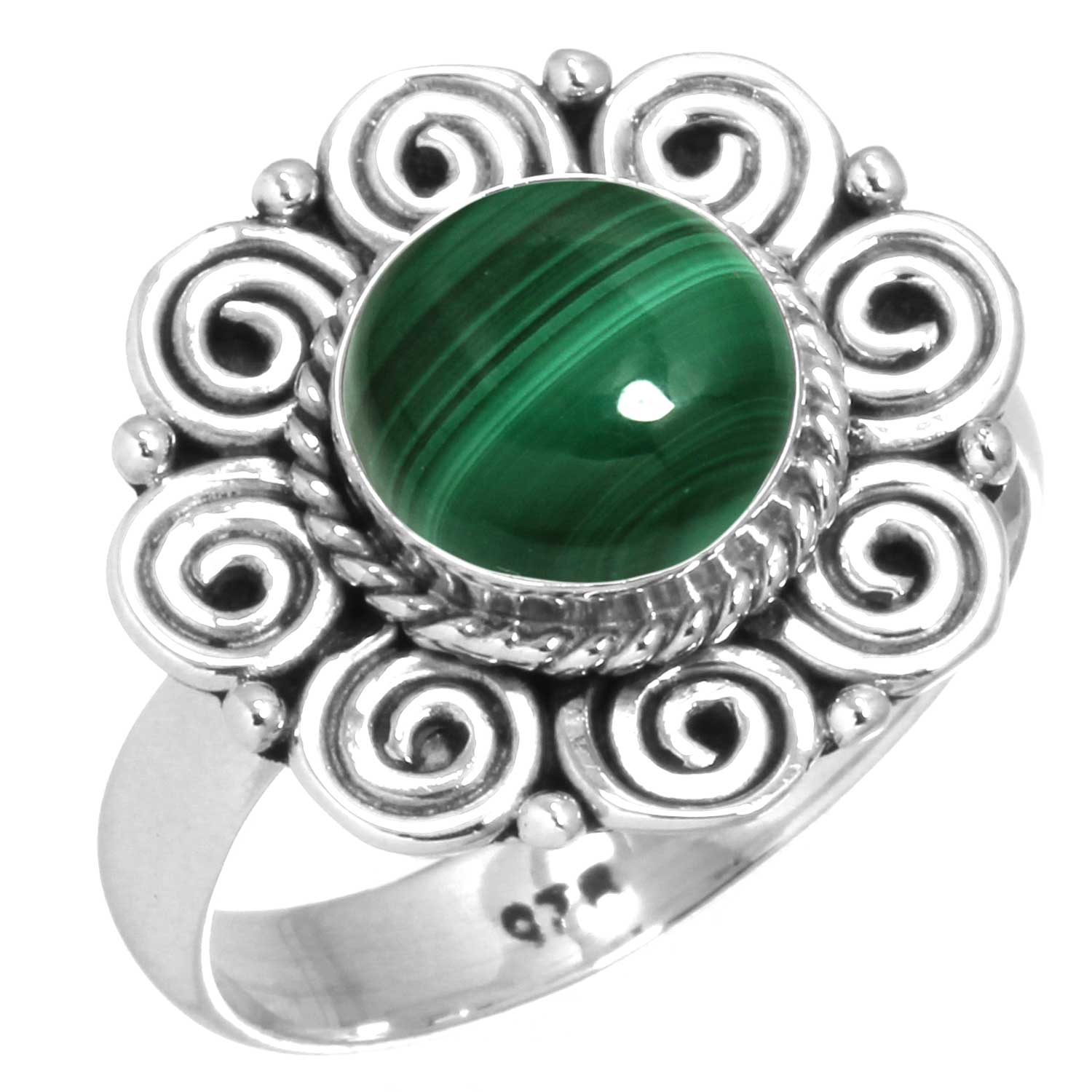 

Кольцо из стерлингового серебра 925 пробы с драгоценными камнями, ювелирные изделия ручной работы, подарок на день рождения, малахит, лунный камень, розовый кварц, красный камень, дымчатый топаз, тигровый глаз 5.5 малахитовая зелень