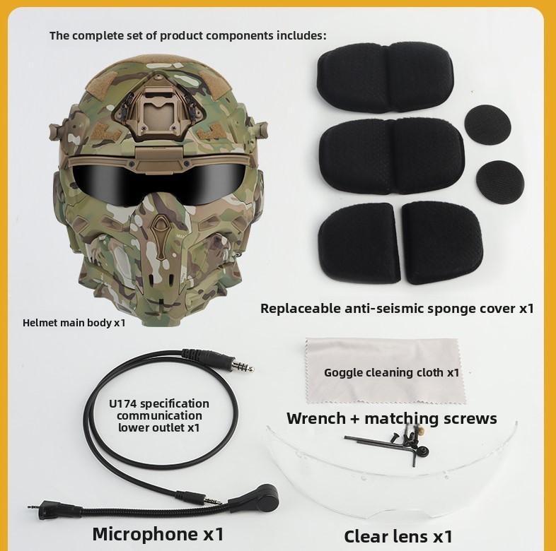 Real CS Full Face Bag Head Protective Mask Helmet Set Personalized Dress Mask Built-in Earphones Video Props