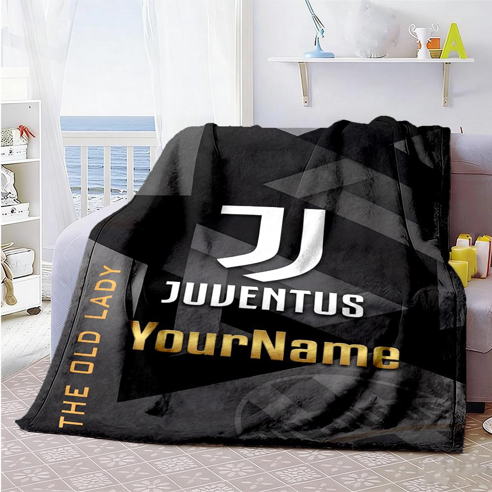 Juventus Personalized Text Blanket Cozy Personalized Blanket Soft & Cozy Versatile for Livingroom Picnics Office Living Room for All Occasions