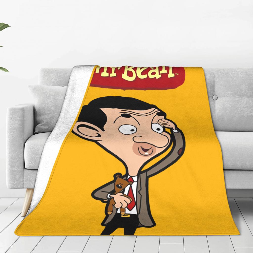 Mr Beans Cartoon Blankets  Plush Funny Warm Throw Blanket for Home Restaurant Spring Autumn,