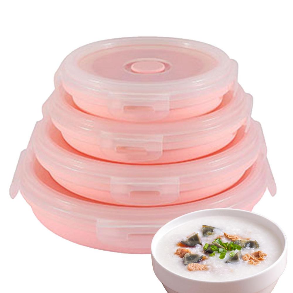 

Силиконовый ланч-бокс, складные силиконовые контейнеры для хранения продуктов, 4 шт., можно мыть в посудомоечной машине и замораживать в походе