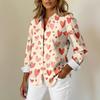 Damen Hemd Bluse Weihnachtsdruck Knopf Langarm Casual Basic Hemdkragen Normales Oberteil
