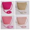 Handmade Woven Girl Flower Straw Bag Coin Purse Zipper Kid Messenger Bags Photo Props Storage Basket Crossbody Handbag