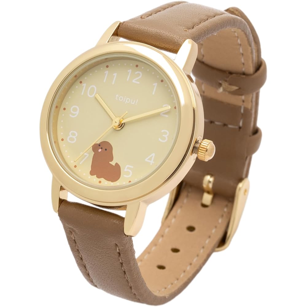 Fieldwork Women s Analog Watch Brown Leather Strap Toy Poodle Design 38mm