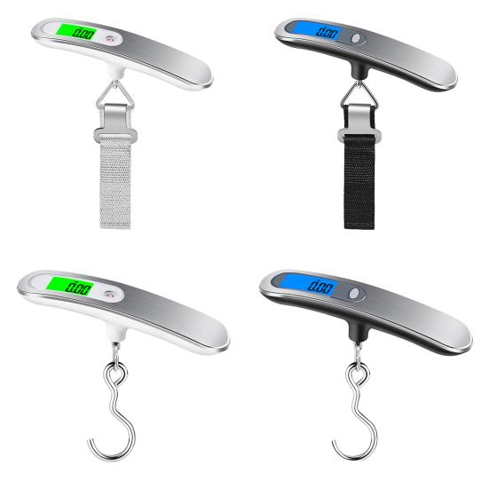 50KG Portable Electronic Scale with Hanging Hook LCD Display Rechargeable Handheld Travel Suitcase Luggage Digital Weight Scale Weigher Steelyard