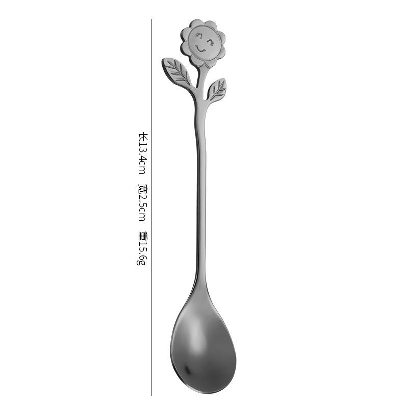 Lovely Stainless Steel Spoon Smiley Sunflower Handle Coffee Spoon Fork Dessert Ice Cream Spoon Tea Spoon Kitchen Accessories4