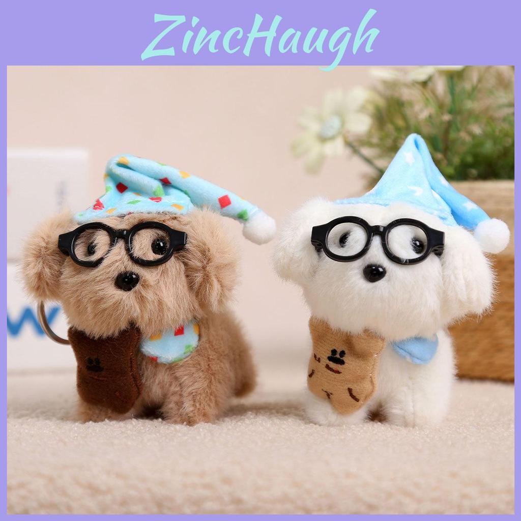 Plush Dog Keychain With Sleepy Glasses Soft Toy For Girls And Teens
