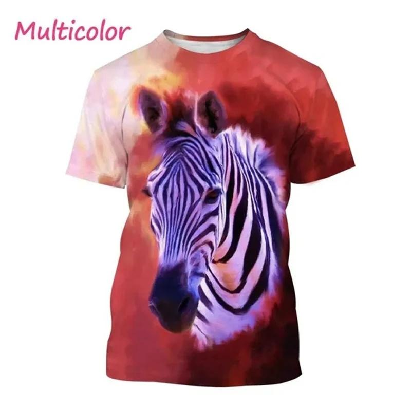 Zebra Pattern T Shirt Men's Cute Animals 3D Printed T-Shirts Summer Fashion Kids Women Casual Cool O Neck Loose Tees Tops