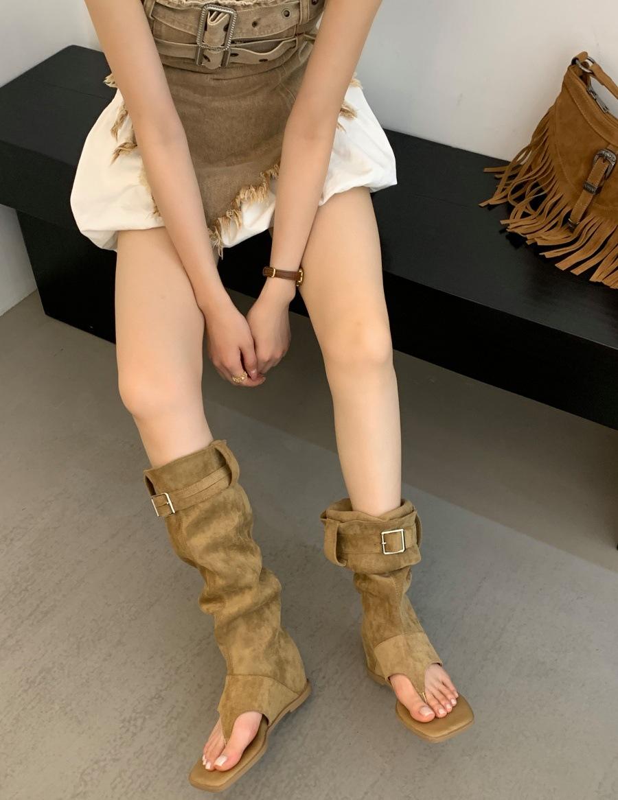 

2025 summer new two wear cool boots children pile boots fashion boots western cowboy boots pants tube boots sandals 39 хакі