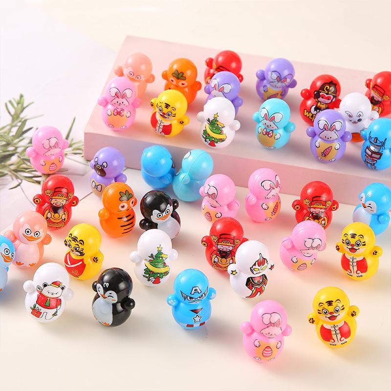 Year of the Tiger Cartoon Roly-Poly Toy - Blue Mini Desktop Game for Kids