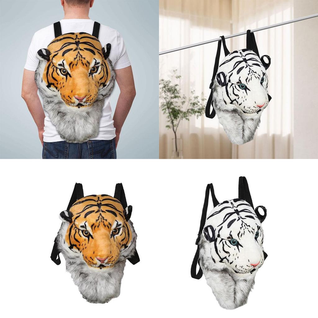 Stuffed Tiger Head Shoulder Bag 3D Tiger Laptop Backpack for Christmas Gifts