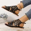 Retro Plus Size Women's Breathable Hollow Thong Sandals with Bow
