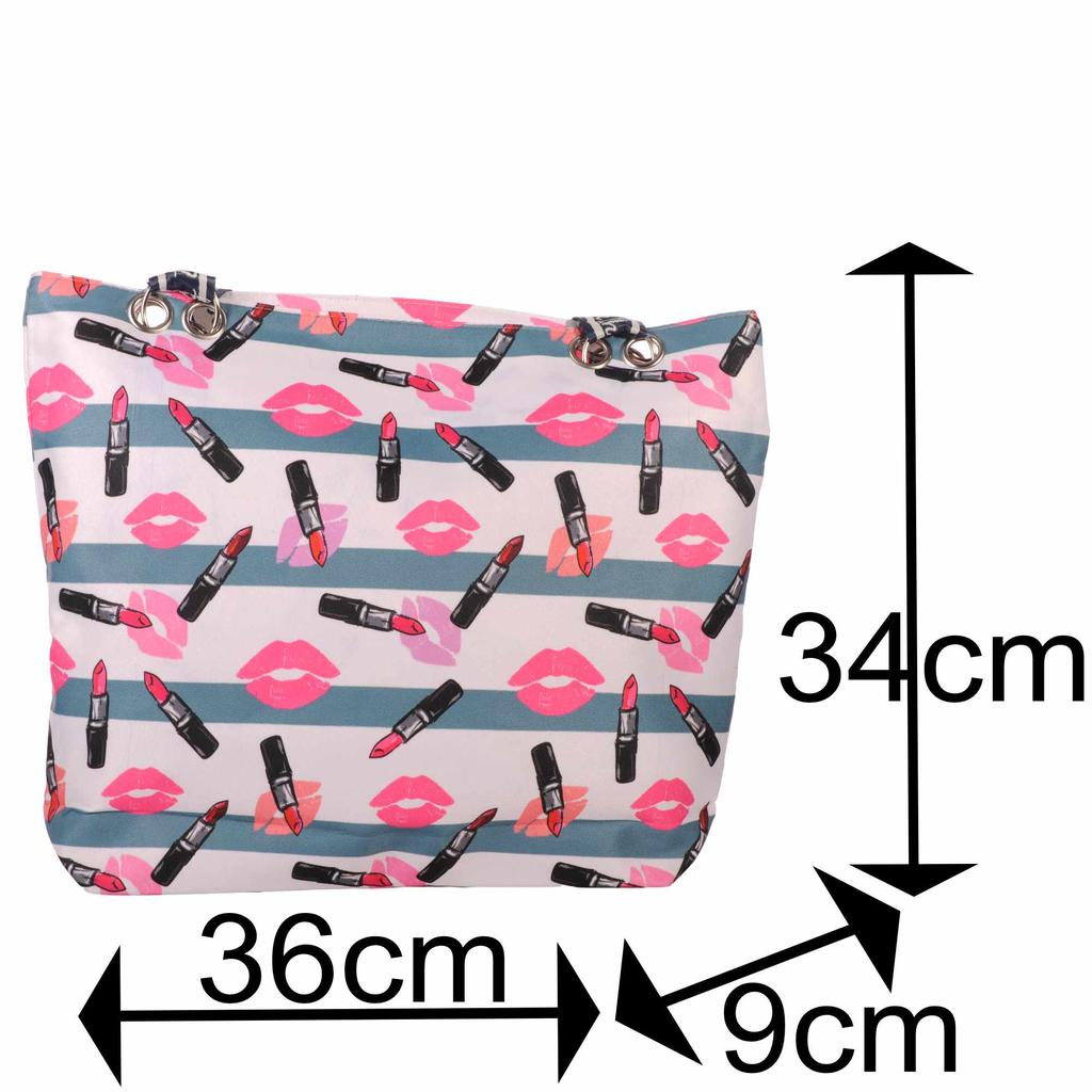 Strandtasche mit Lippenstift & Kussmund Fashion Design