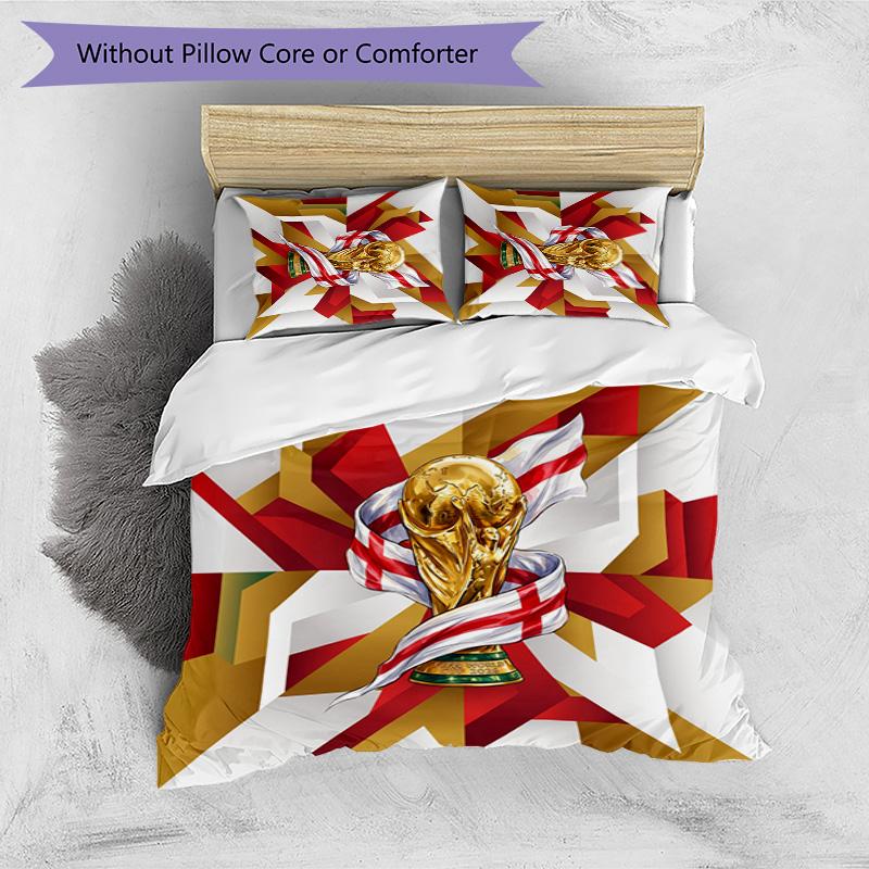Set Biancheria da Letto Stampata Calcio Inghilterra 3 Pezzi Copriletto Traspirante Accogliente come Regalo per la Casa Nuova o per le Feste
