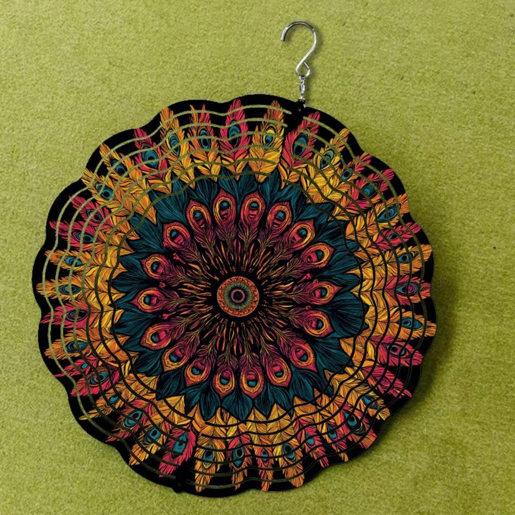 10 Inch Wind Spinner Artistic Hanging Decor with 360 Rotating Hook for Balcony Garden Spring Summer Outdoor Decoration Creative Gift Idea