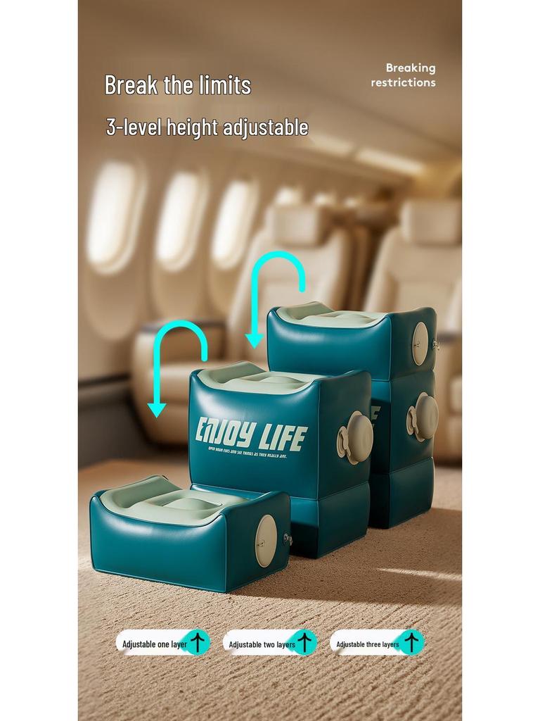 Portable Inflatable Footrest: Adjustable Height Travel Cushion for Airplanes and Trains