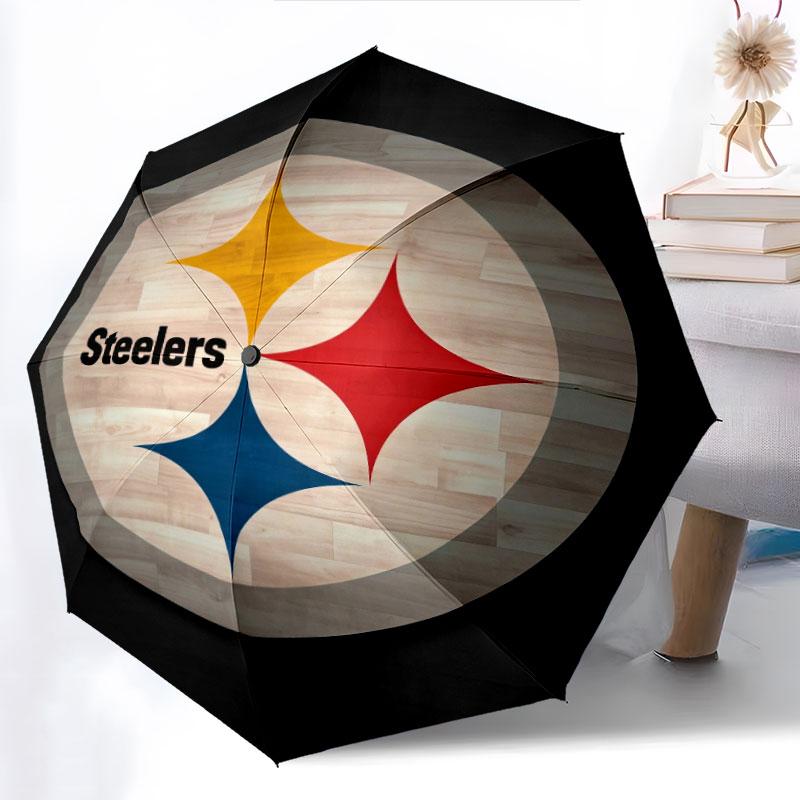 Pittsburgh Steelers pattern, automatic folding umbrella, portable and foldable design, 8 ribs, a Christmas or birthday gift.