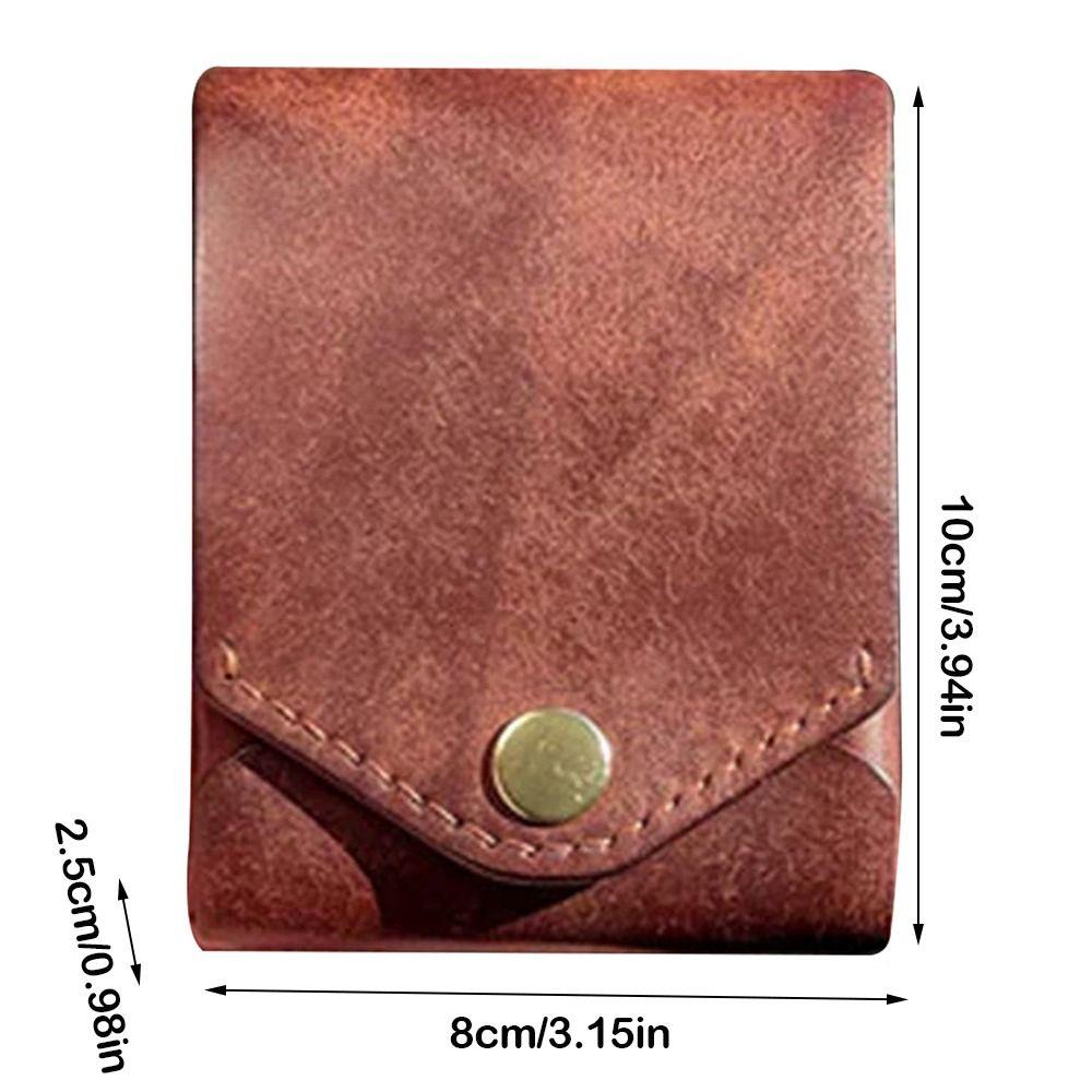 New Waterproof Multifunctional Compact Wallet Handmade PU Leather Built-in Pen Slot Slim Minimalist Wallet Coin Purse Travel