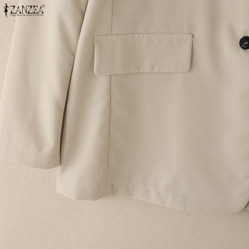 ZANZEA Women Notched Lapel Long Sleeve Solid Color Casual Cardigan Blazer