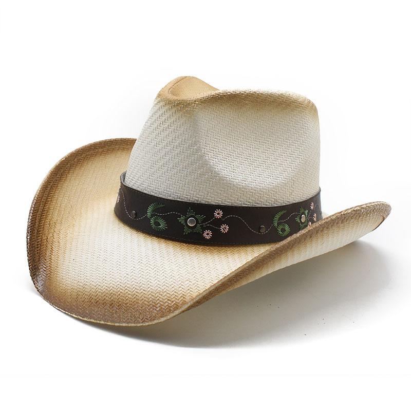 Exclusive For Men And Women Outdoor Western Denim Straw Hats Embroidered Curved Brim Denim Hats