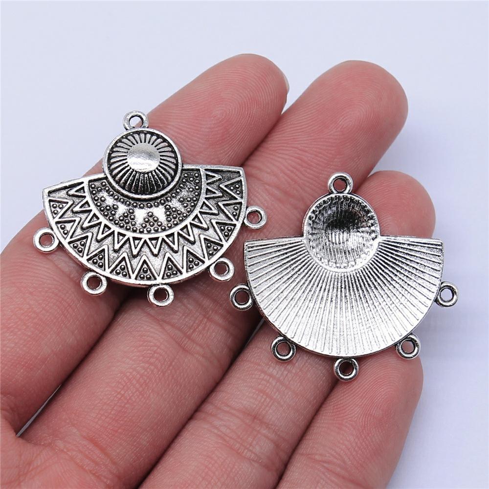 10pcs Round Earring Connector Charms For DIY Vintage Chandelier Earring Making Antique Silver Plated Findings Accessories