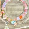 Natural Five Elements Multi-Gemstone White Crystal, Amethyst, Green Phantom Quartz, Strawberry Quartz Multi-Gemstone Single-Strand Bracelet for