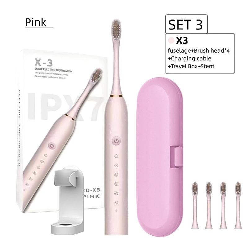 Elektrische Zahnbürste Wiederaufladbar Erwachsene Kinder Universal Weiche Bürste Haushalt Tragbar Wasserdicht Zahnbürsten-Set