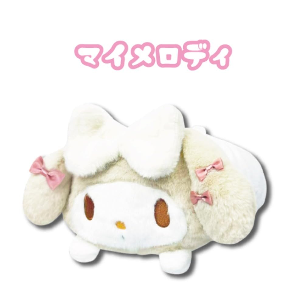 Hatayama Shoji Sanrio Nesoberi Cushion, White, Character Plush Cushion, Interior Decor, Cute, My Melody, Approximately 35cm Long