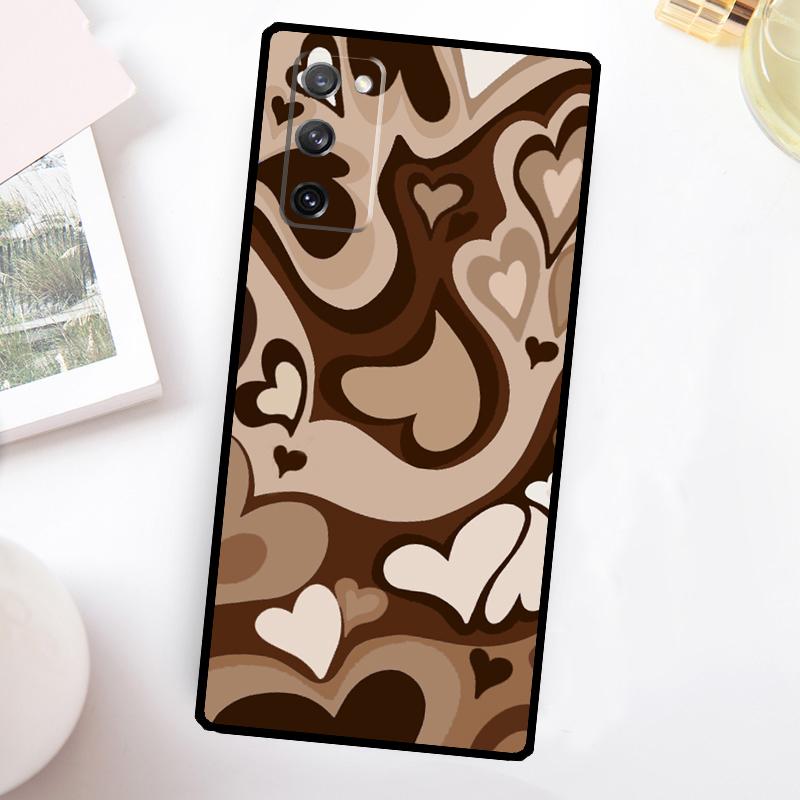 Latte Love Coffee Heart Brown Phone Case For Samsung Galaxy S26 S25 S24 S23 Ultra S20 FE S10 S21 S22 Plus S25 FE Cover