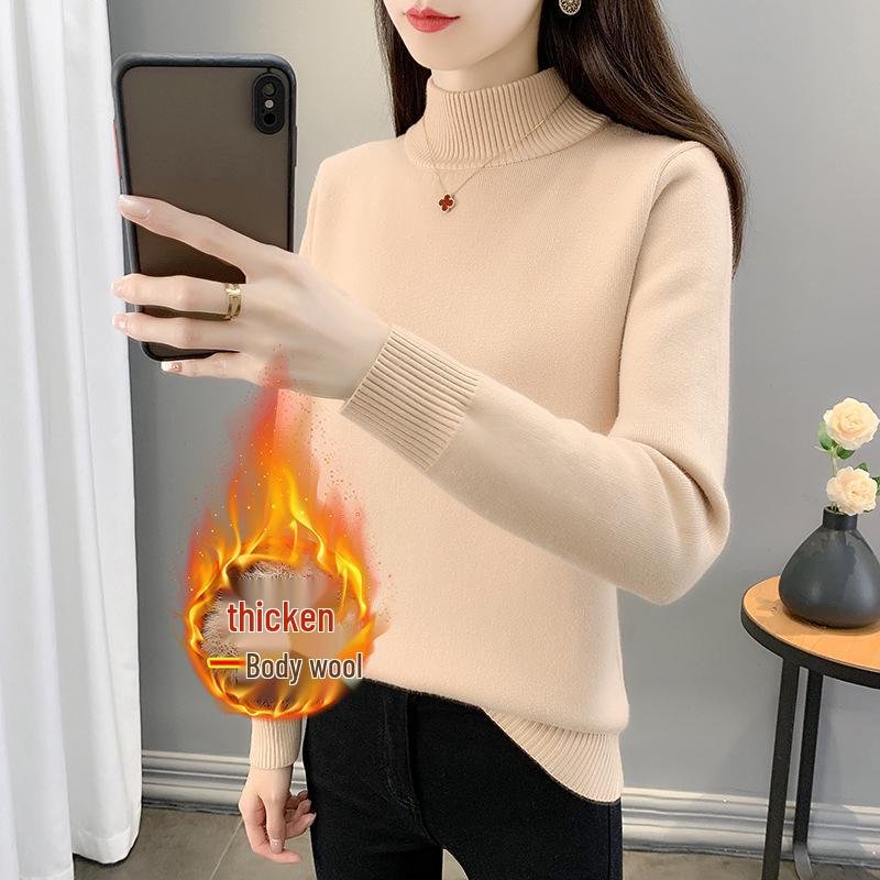 Women's Trendy Thickened Knit Pullover: 2025 Autumn/Winter Long Sleeve Round Neck Sweater