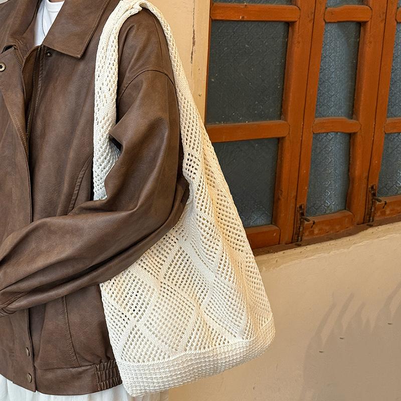 Hollow mesh woven women's bag summer shoulder underarm tote bag large capacity
